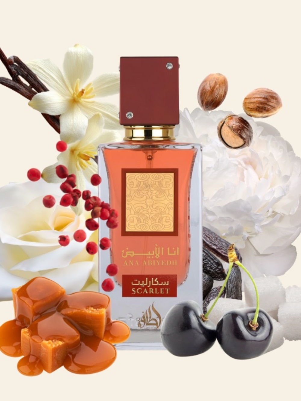 Lattafa Ana Abyedh Scarlet Eau de Parfum - Amber Cherry Bottle